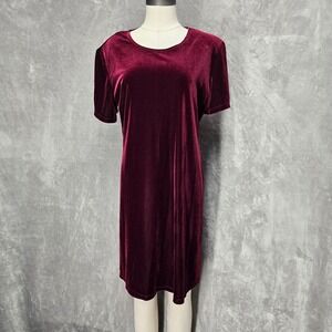 AGB BYER CALIFORNIA Burgundy Velvet Short Sleeve Midi Dress Women Size L